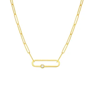 Diamond Paper Clip Necklace