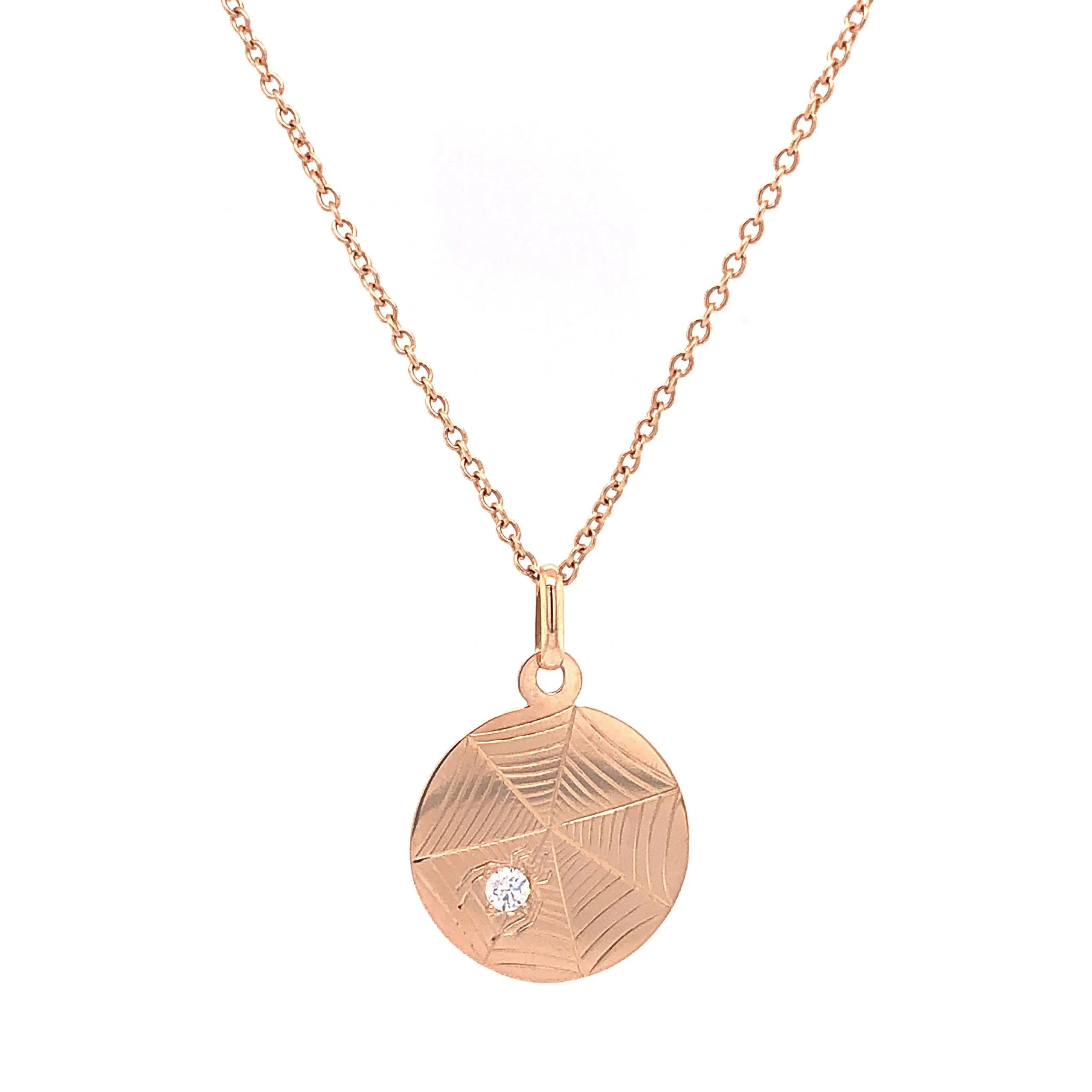Diamond Spider Pendant Necklace in 14k Yellow Gold