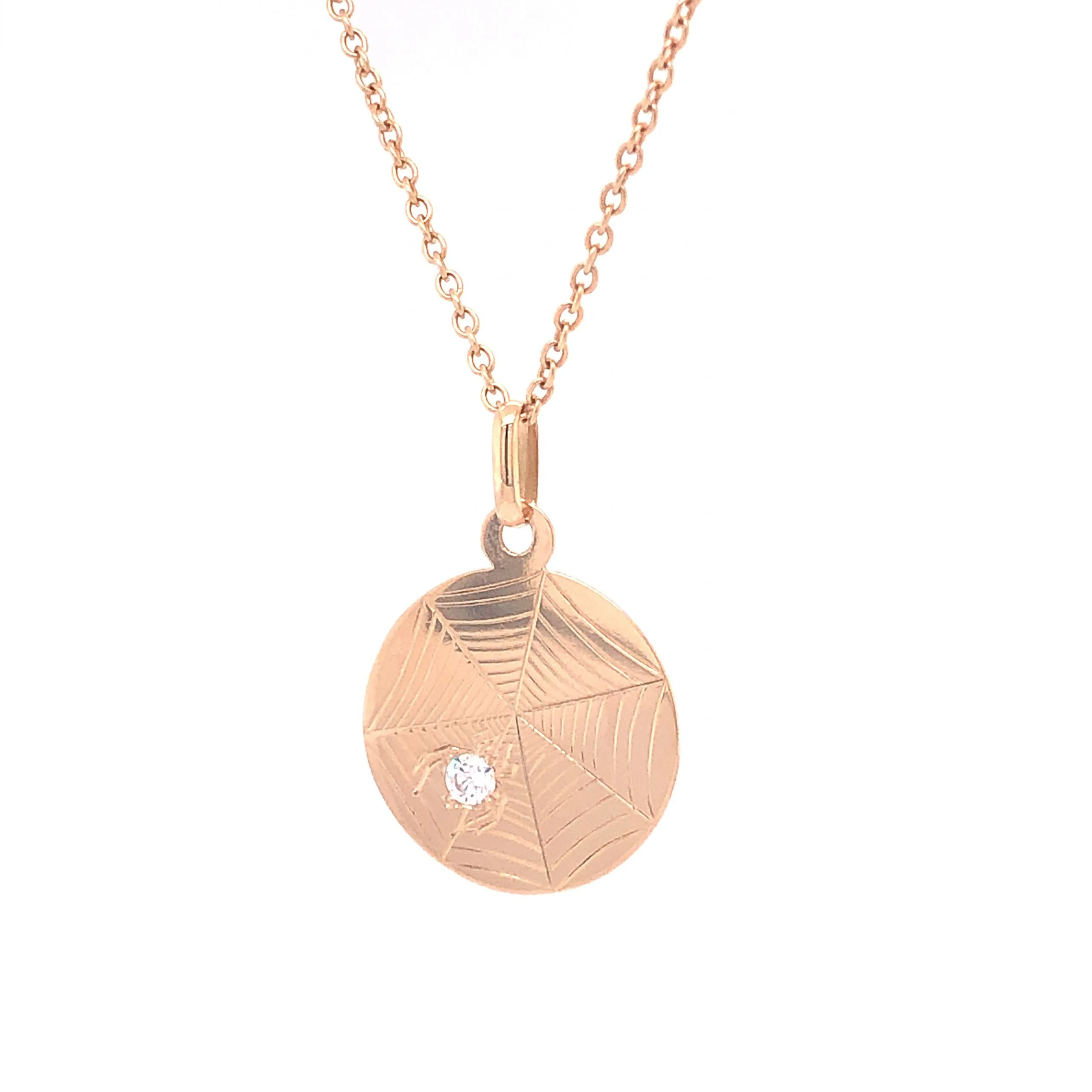 Diamond Spider Pendant Necklace in 14k Yellow Gold