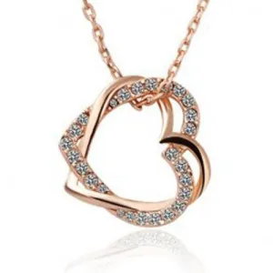 Double Heart Pendant Necklace For Women