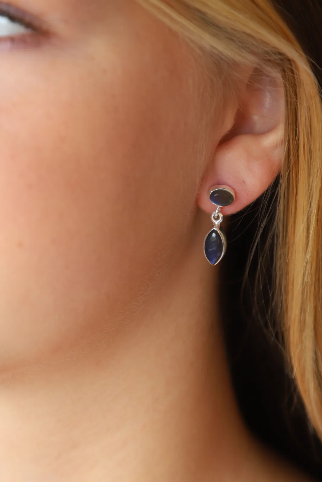 Double Labadorite Stud Drops