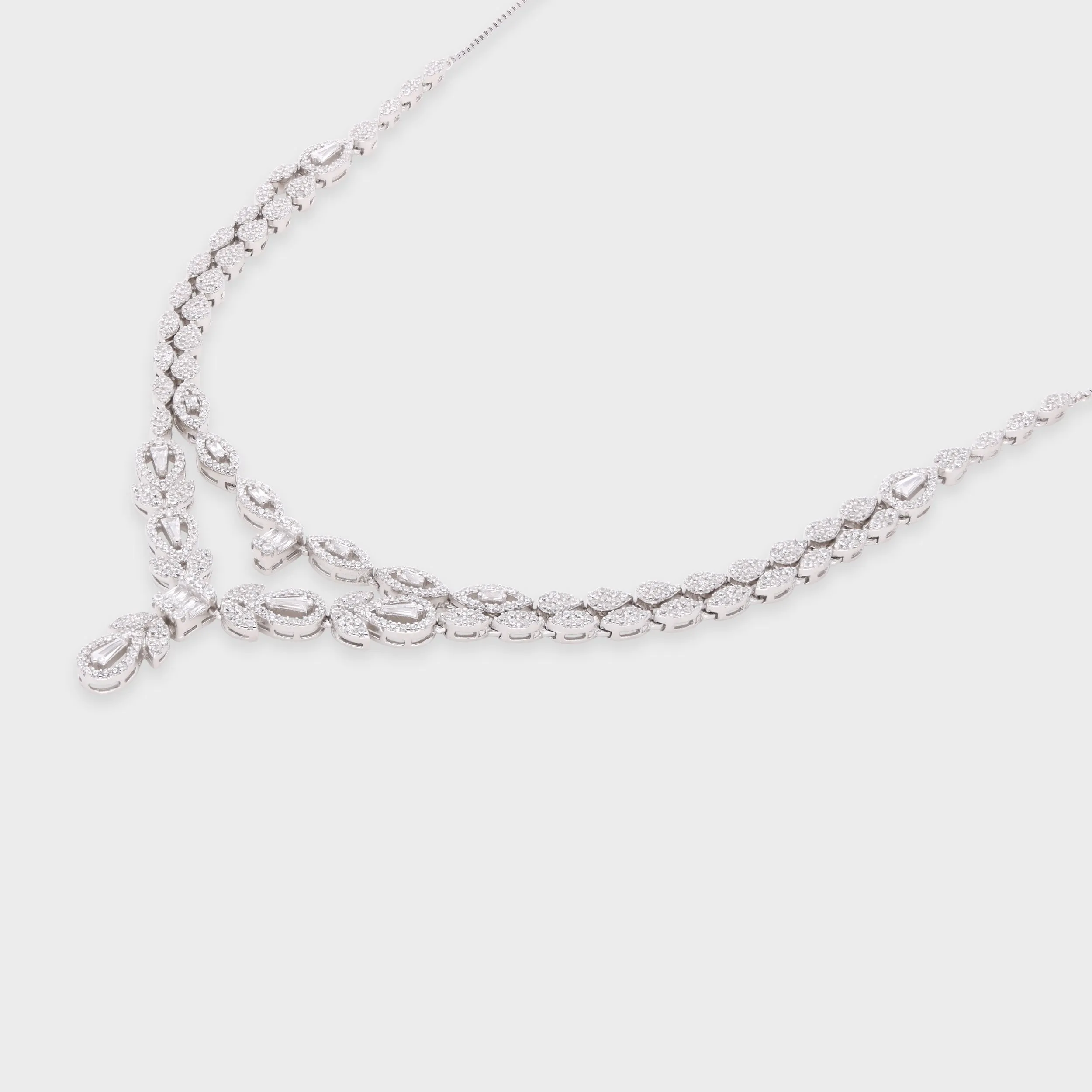Double Layer Drop Necklace with Pear and Marquise Stone Detailing | SKU : 0021188886, 0021188909, 0003526125