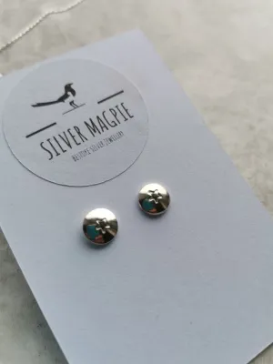 Earrings - Small Dome Studs with imprinted Stars