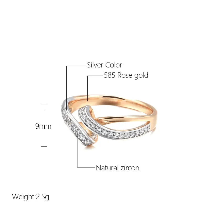 Elegant Geometric Design Full Bling 14K Filled Rose Gold AAA  Zircon Diamonds Rings for Women Wedding Party Jewelry