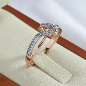 Elegant Geometric Design Full Bling 14K Filled Rose Gold AAA  Zircon Diamonds Rings for Women Wedding Party Jewelry