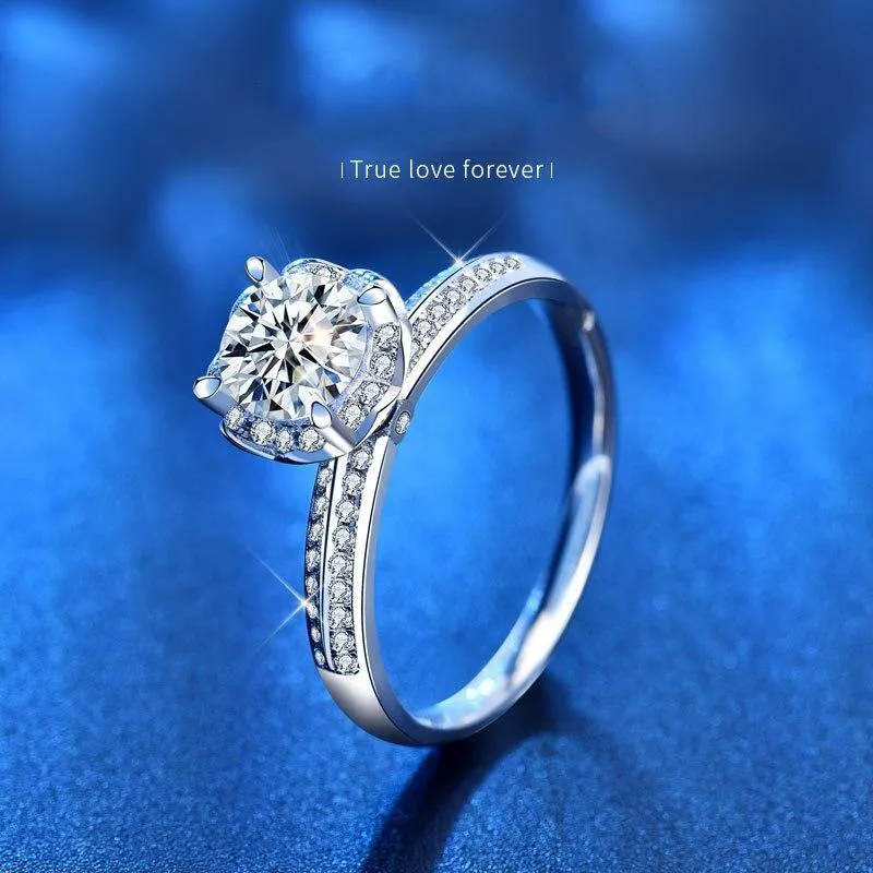 Excellent Cut VVS1 Diamond D Color 1 ct Moissanite Ring
