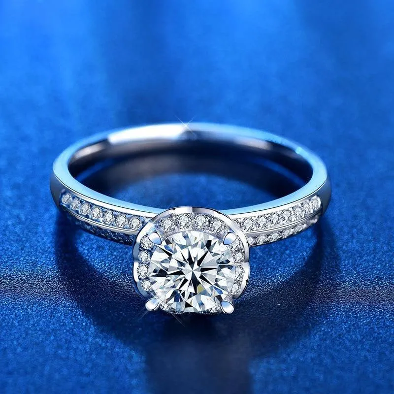 Excellent Cut VVS1 Diamond D Color 1 ct Moissanite Ring