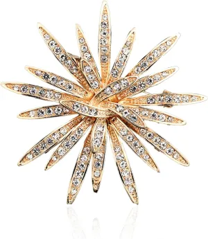 Fashion Brooch Pins for Women Gold Tone Austria Rhinestone Crystal Brooch Pins Jewelry