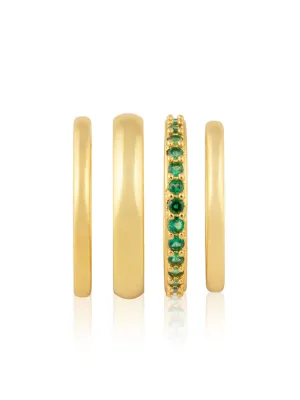 Faye Emerald and Gold Stack Rings