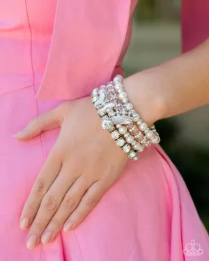 Feminine Charm - Pink Pearl Bracelet-Paparazzi