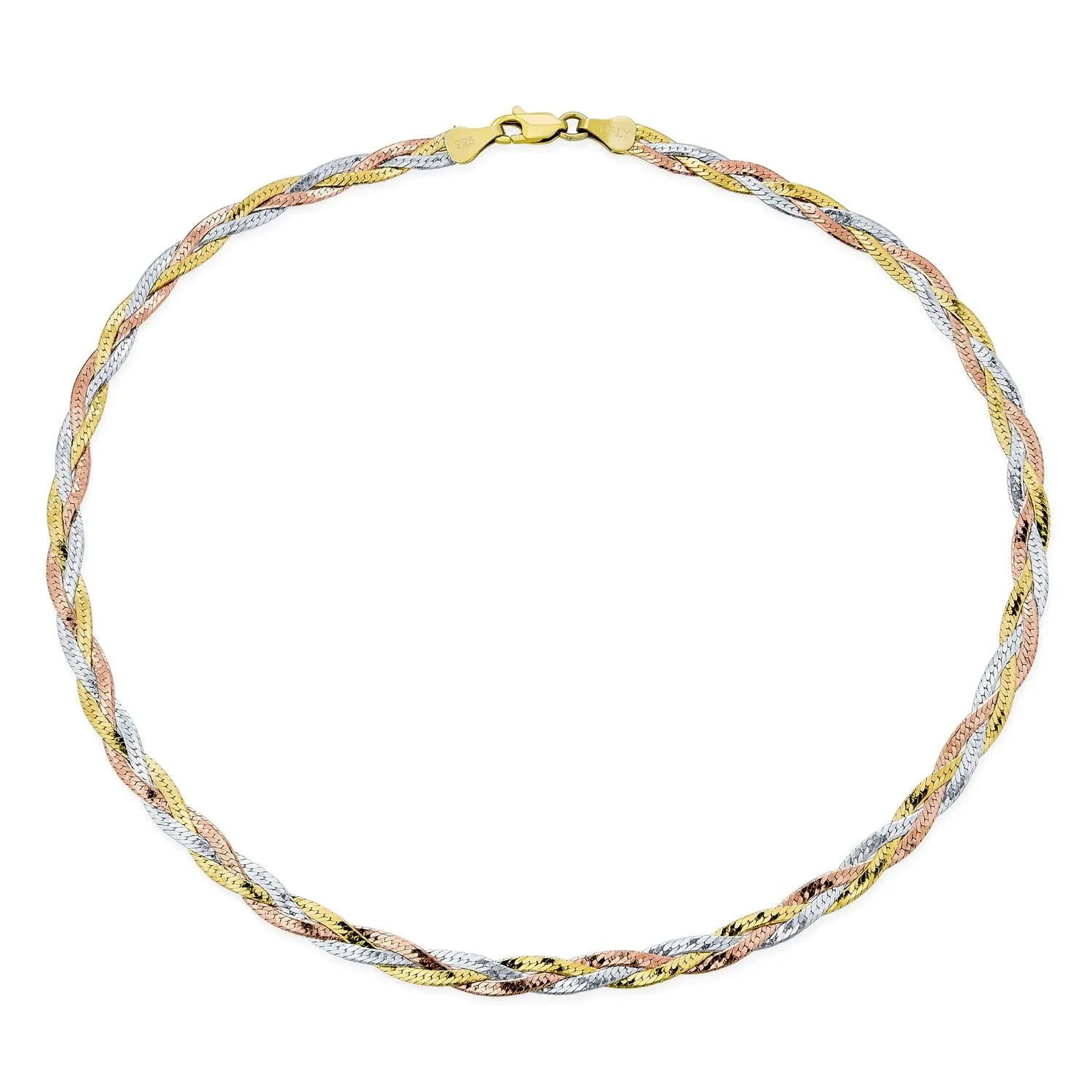 Flat Flexible Gold Overlay Sterling Silver Chain Necklace 16-20 Inch Italy Made