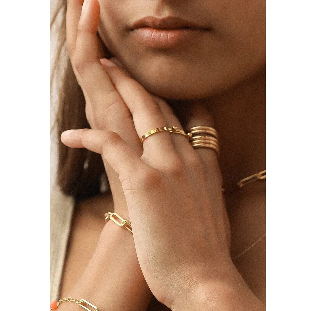Flat Gold Square Ring