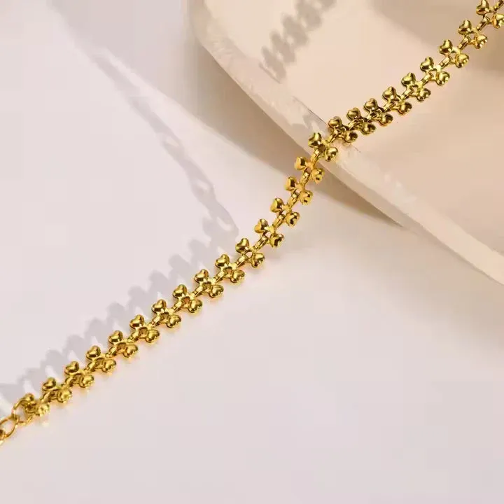 Floral Gold Link Bracelet
