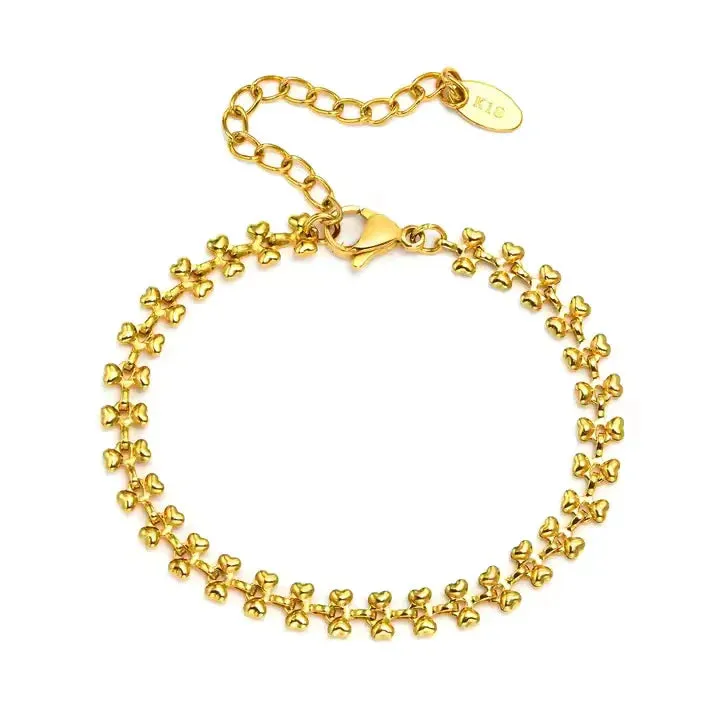 Floral Gold Link Bracelet