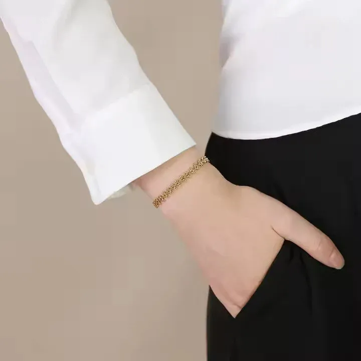 Floral Gold Link Bracelet