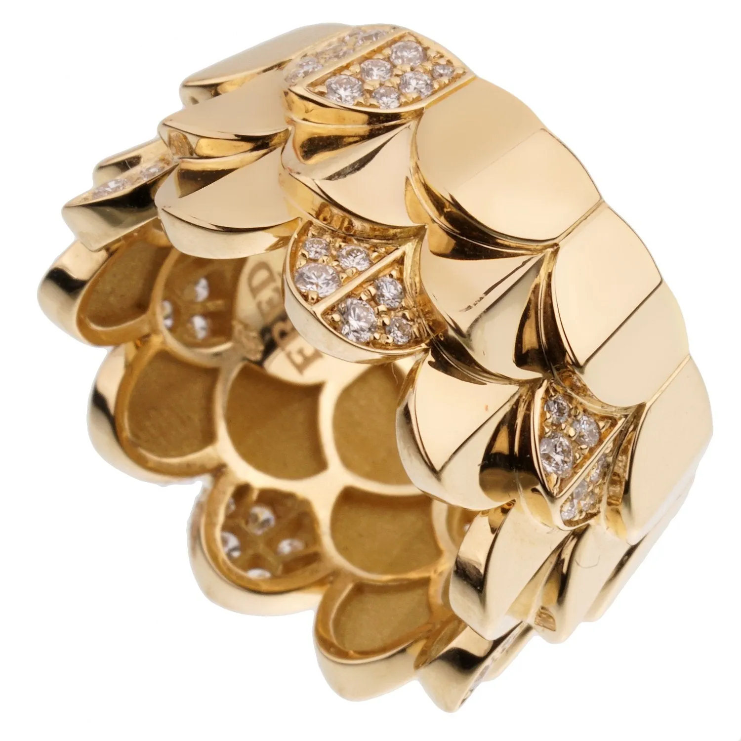 Fred of Paris Diamond Triple Arc 18k Yellow Gold Band Ring Sz 6 1/2