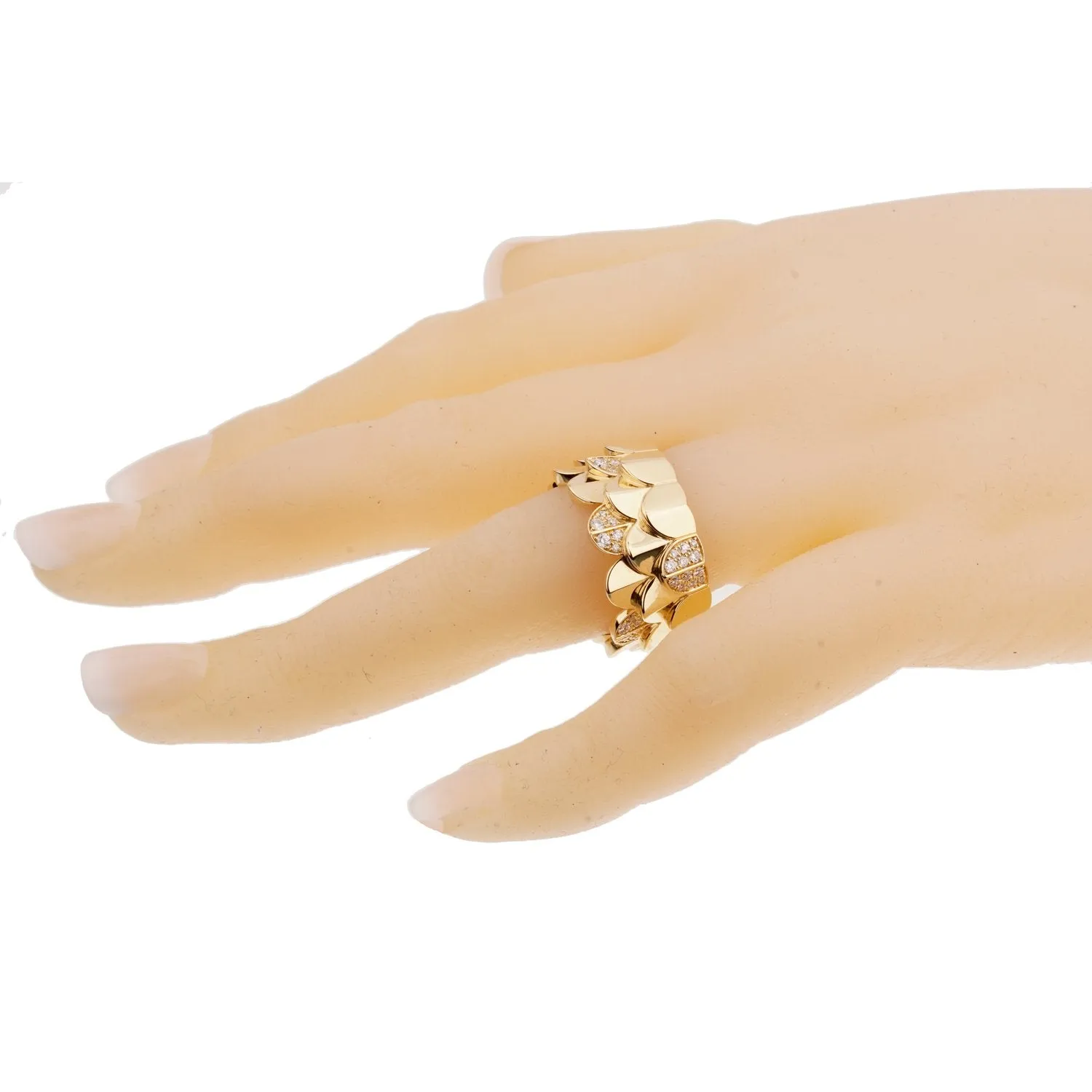 Fred of Paris Diamond Triple Arc 18k Yellow Gold Band Ring Sz 6 1/2