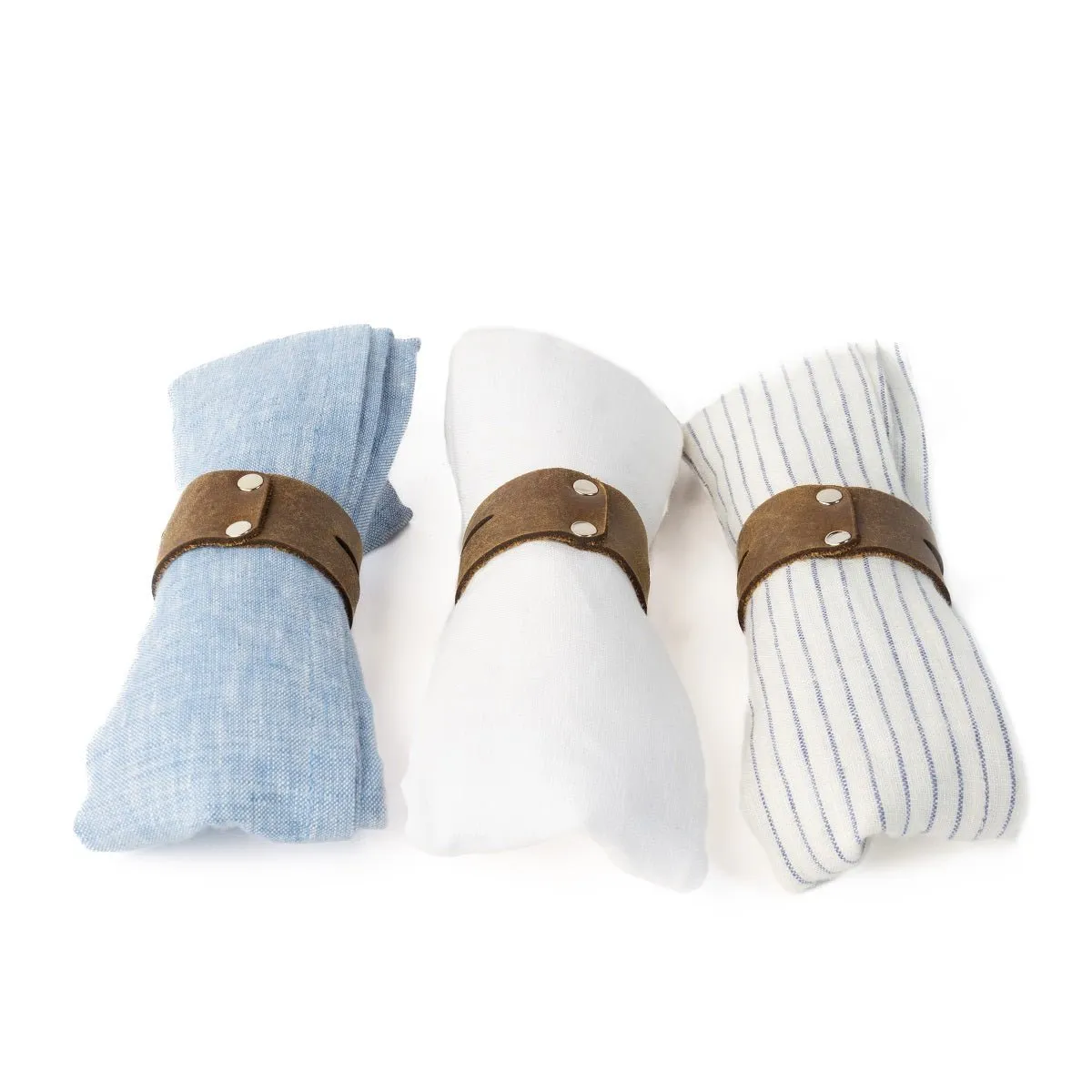 French Linen Napkins & Leather O-Rings