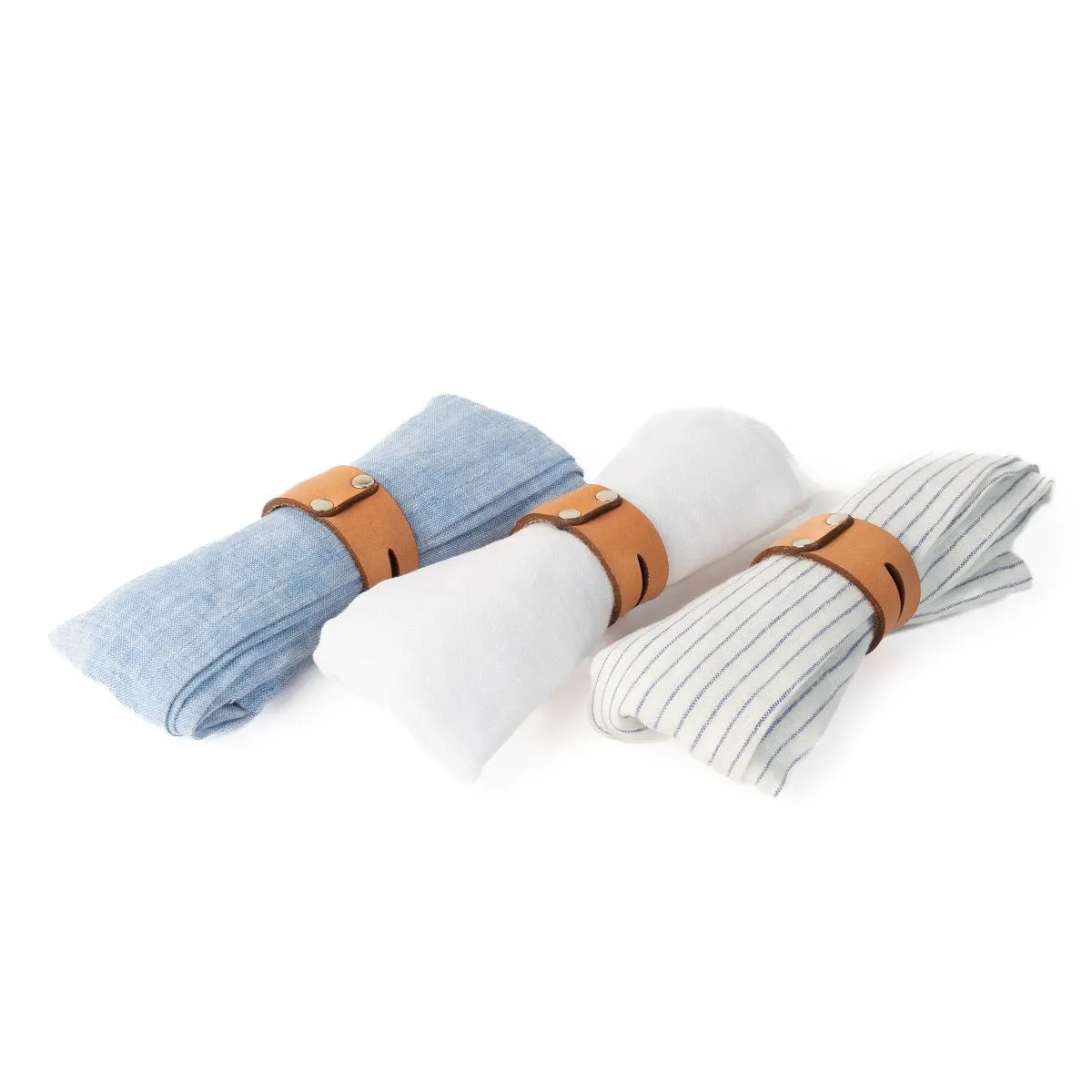 French Linen Napkins & Leather O-Rings