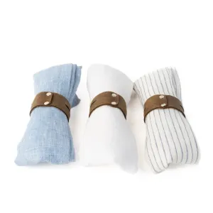 French Linen Napkins & Leather O-Rings