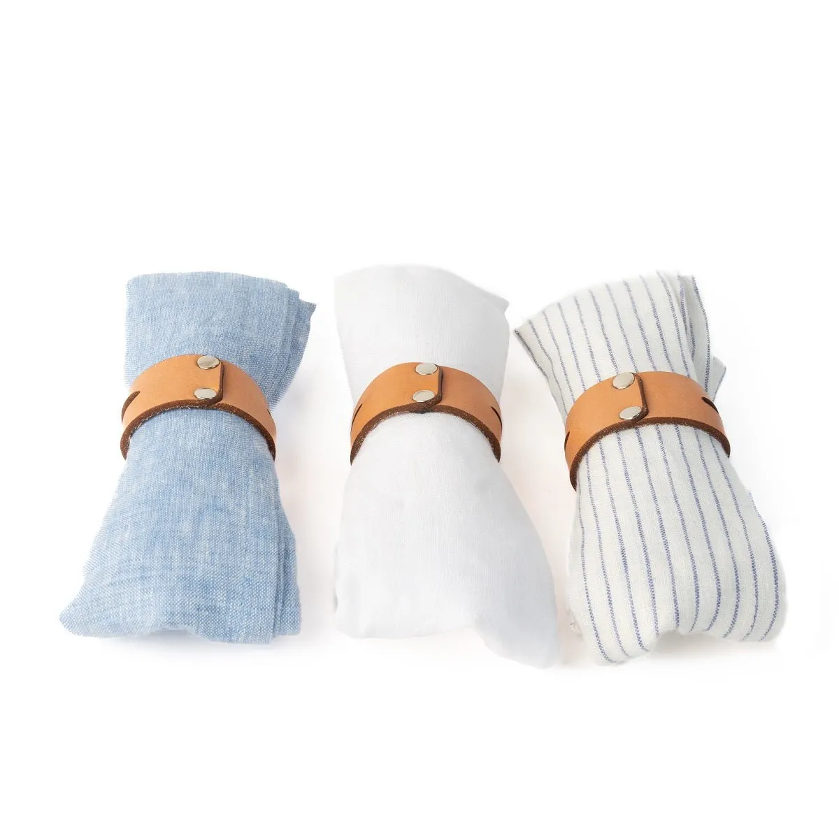 French Linen Napkins & Leather O-Rings