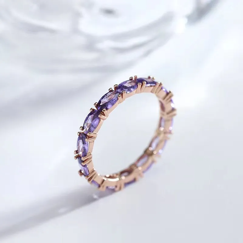 Full Oval Purple Zircon Personality Rings