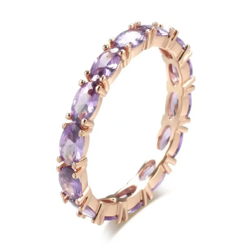 Full Oval Purple Zircon Personality Rings
