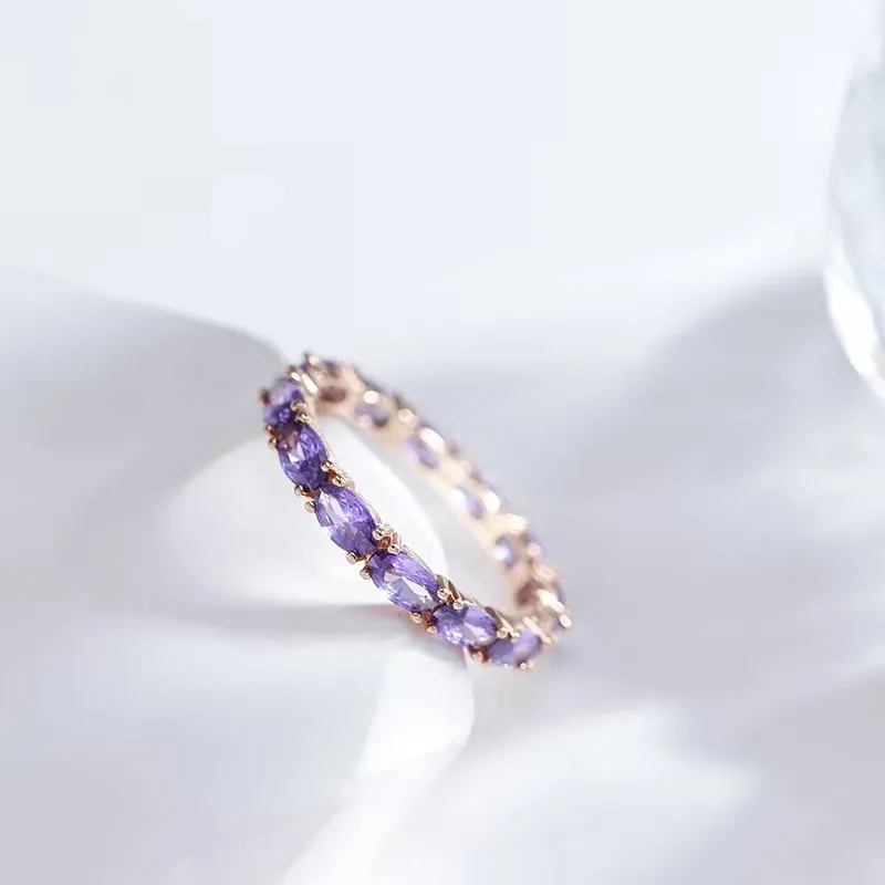 Full Oval Purple Zircon Personality Rings