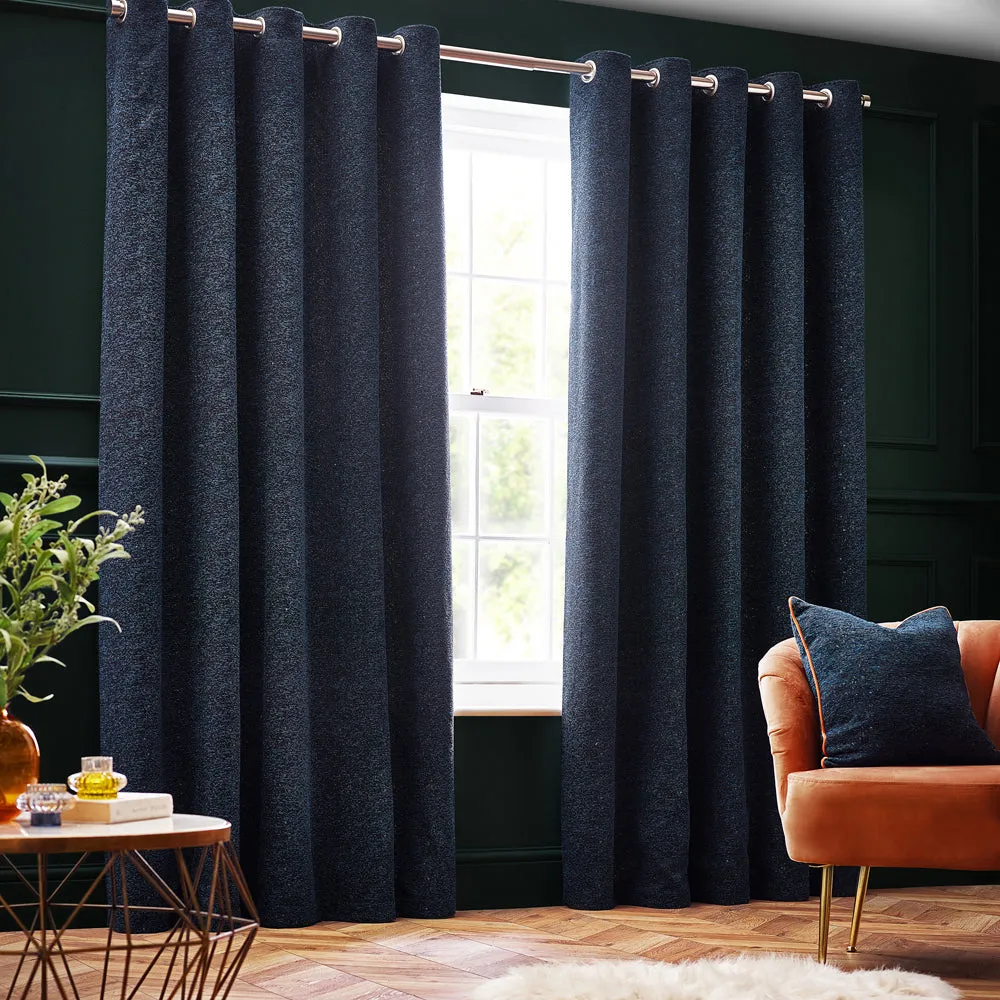 Galaxy Room Darkening Eyelet Curtains Navy