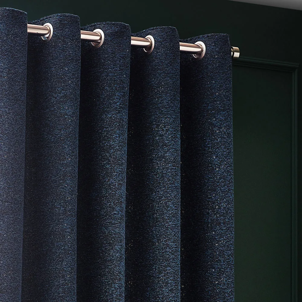 Galaxy Room Darkening Eyelet Curtains Navy