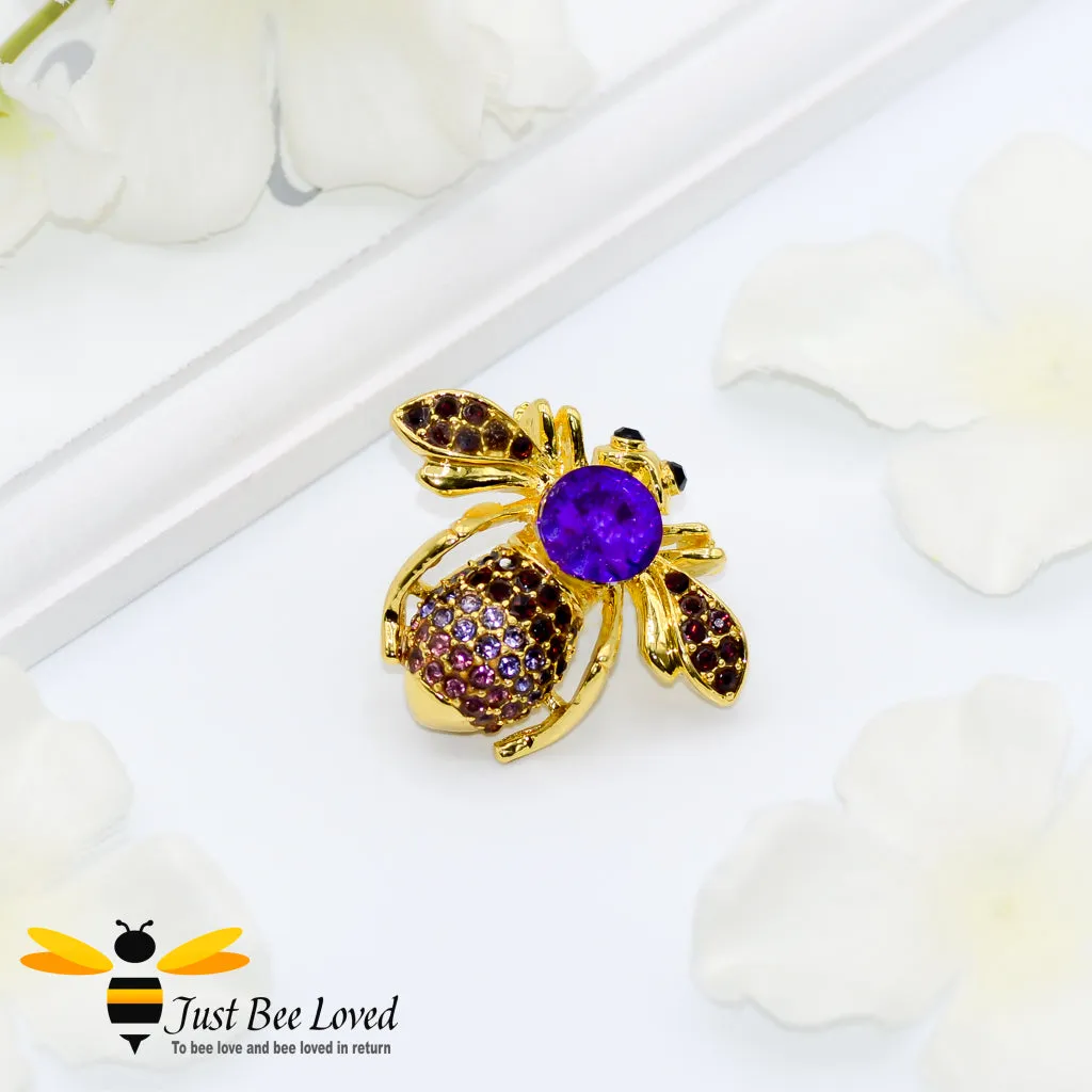 Glamorous Gold Plated Crystal Bee Brooch