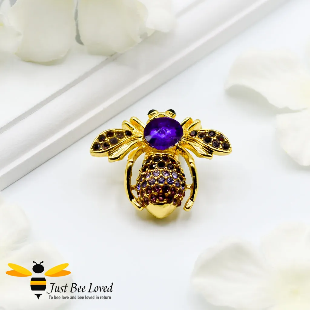 Glamorous Gold Plated Crystal Bee Brooch