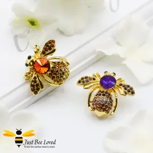 Glamorous Gold Plated Crystal Bee Brooch
