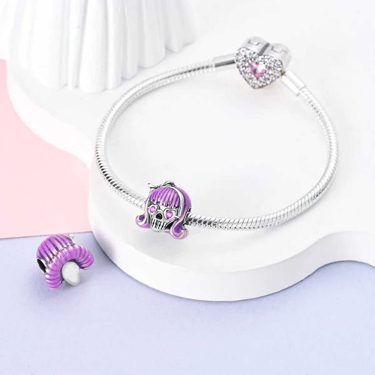 Glow in the Dark Girly Skull Charm