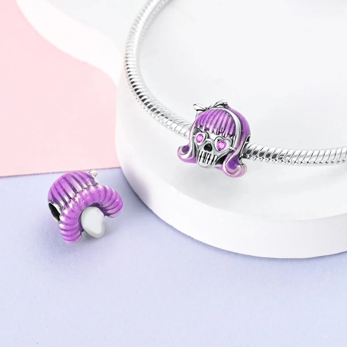 Glow in the Dark Girly Skull Charm