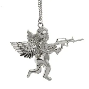 Gold Angel Baby carry Gun Stuff Pendant Necklace