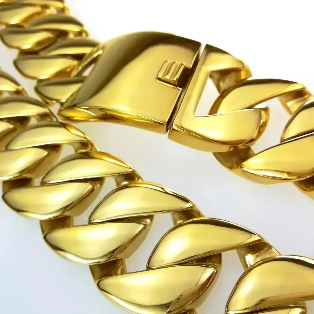 Gold Color 316L Stainless Steel All Polished 31mm Width