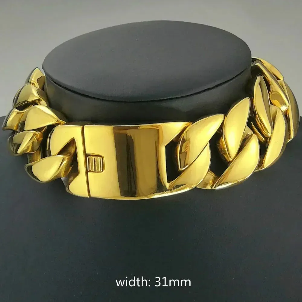 Gold Color 316L Stainless Steel All Polished 31mm Width