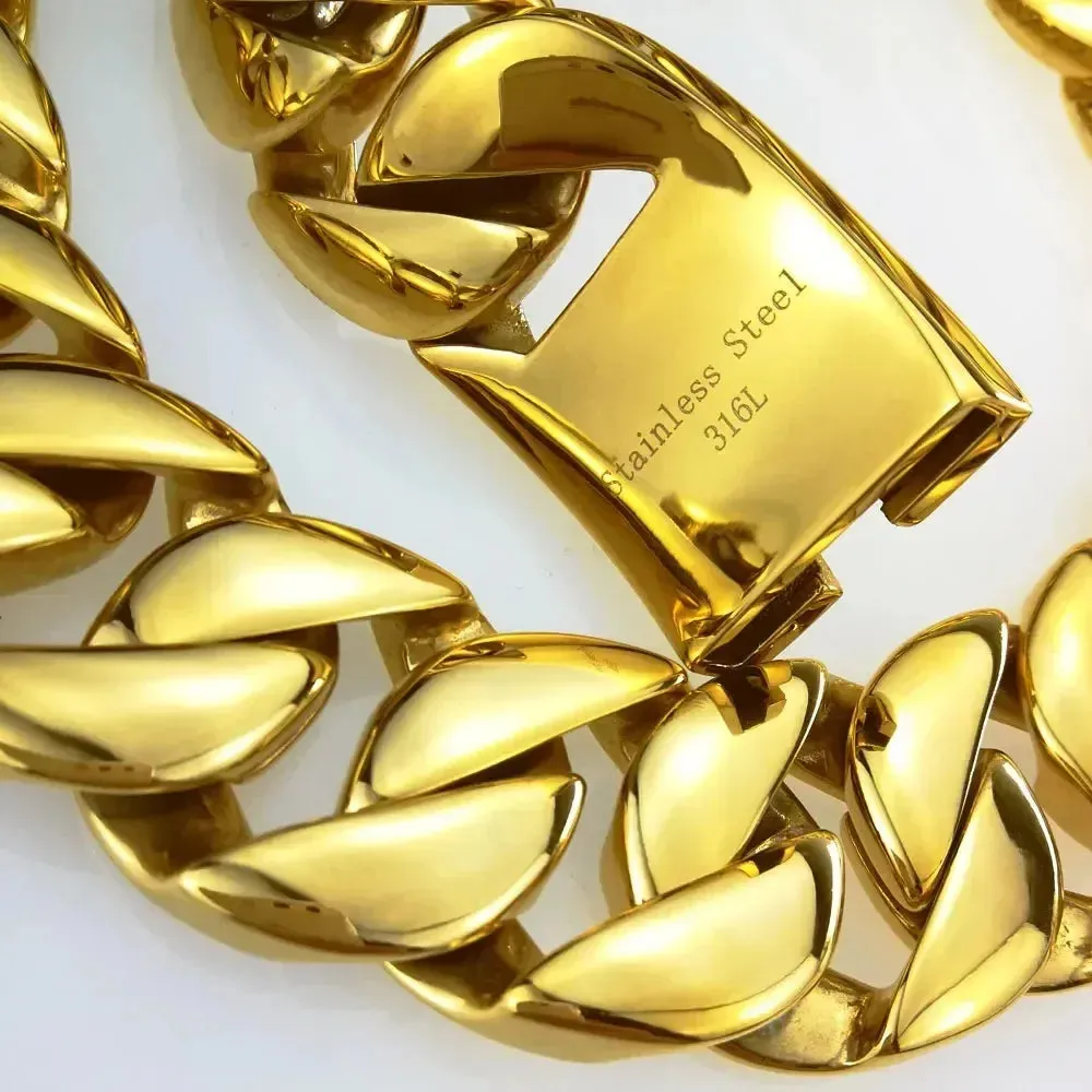 Gold Color 316L Stainless Steel All Polished 31mm Width