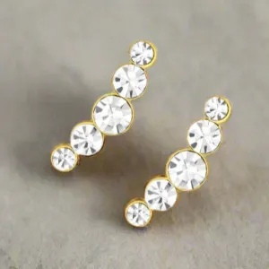 Gold Crescent Crawler Ear Stud - Elegant Jewellery for Any Occasion