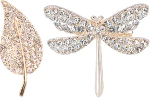 Gold Crystal Butterfly Leaf Brooch Pins for Women Elegant Rhinestone Animal Leaves Brooches Pin Fashion Jewelry for Party Dance Wedding Banquet Brooch for Women Girl Gift