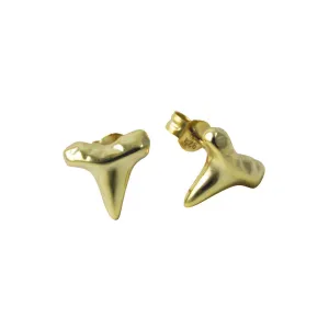 Gold-Dipped Shark Tooth Stud Earrings