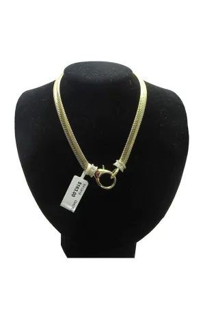 Gold Flat Snake Chain Baguette Lock