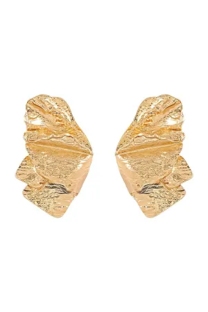 Gold Irregular Metal Textured Dangle Earrings
