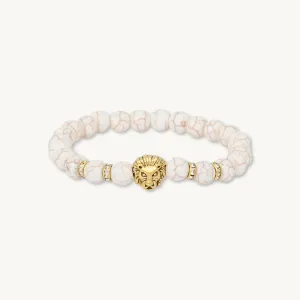 Gold Lion Marble Tiger Eye Beaded Bracelet