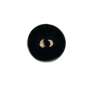 Gold Mini Moon Stud with CZ