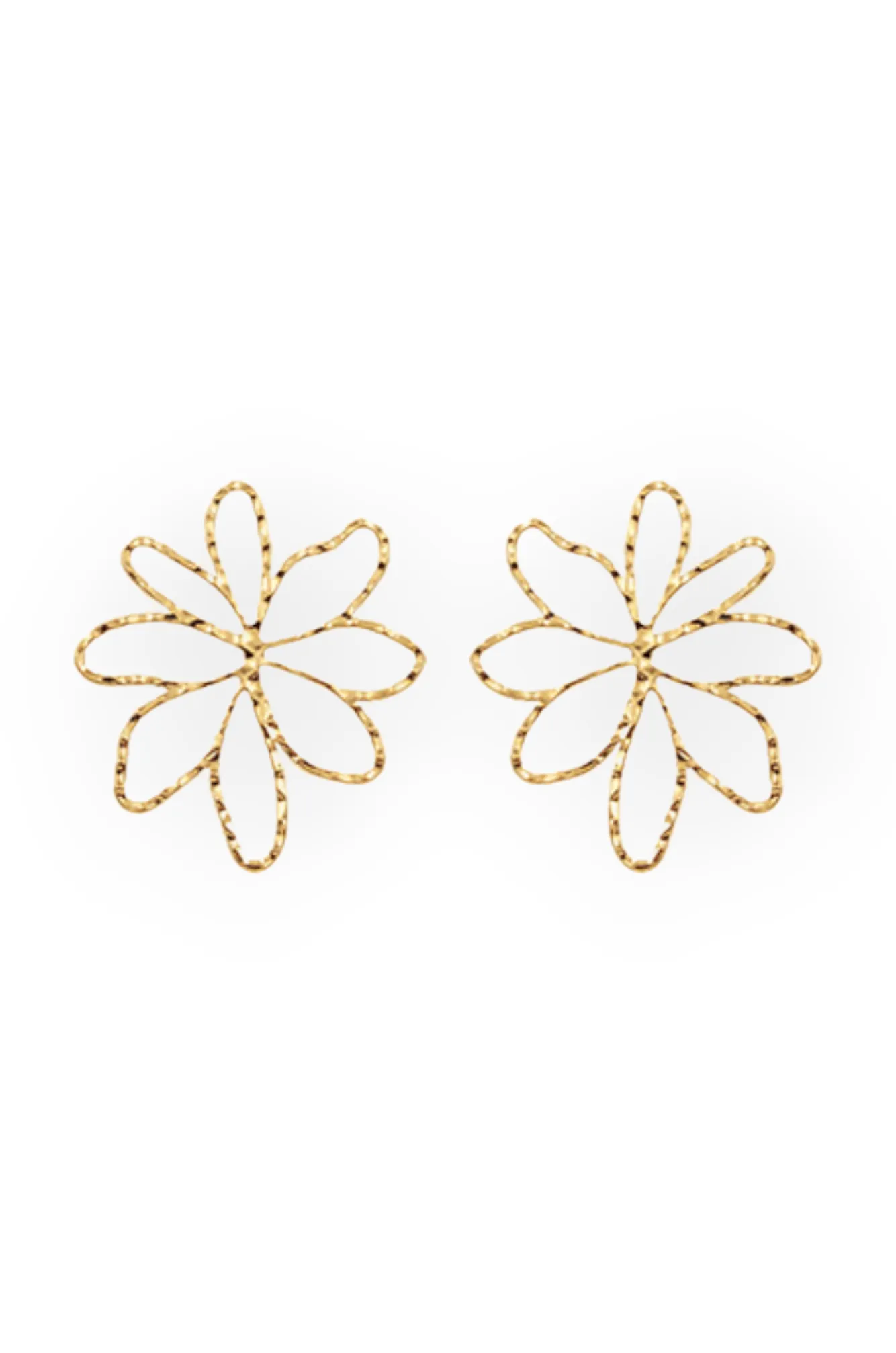 Gold Open Wire Daisy Earrings