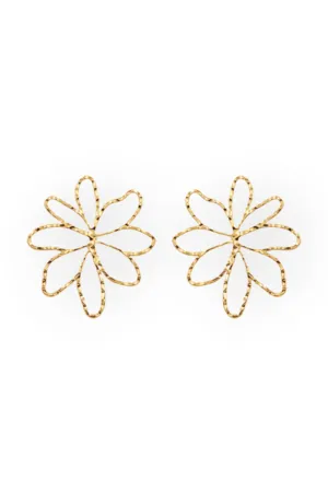 Gold Open Wire Daisy Earrings