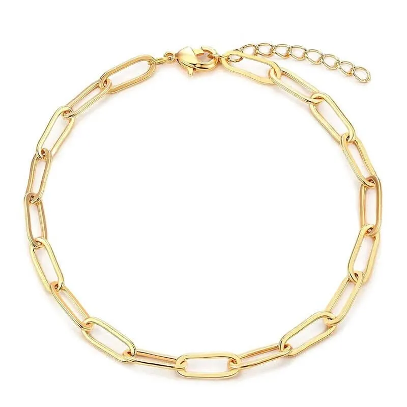 Gold Paperclip Anklet