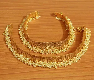 Gold Plated Fine pearl anklets